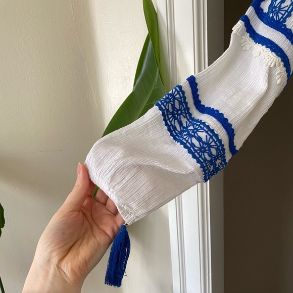 Dodo Bar Or White and Blue Long Dress sz S - Picture 9 of 13